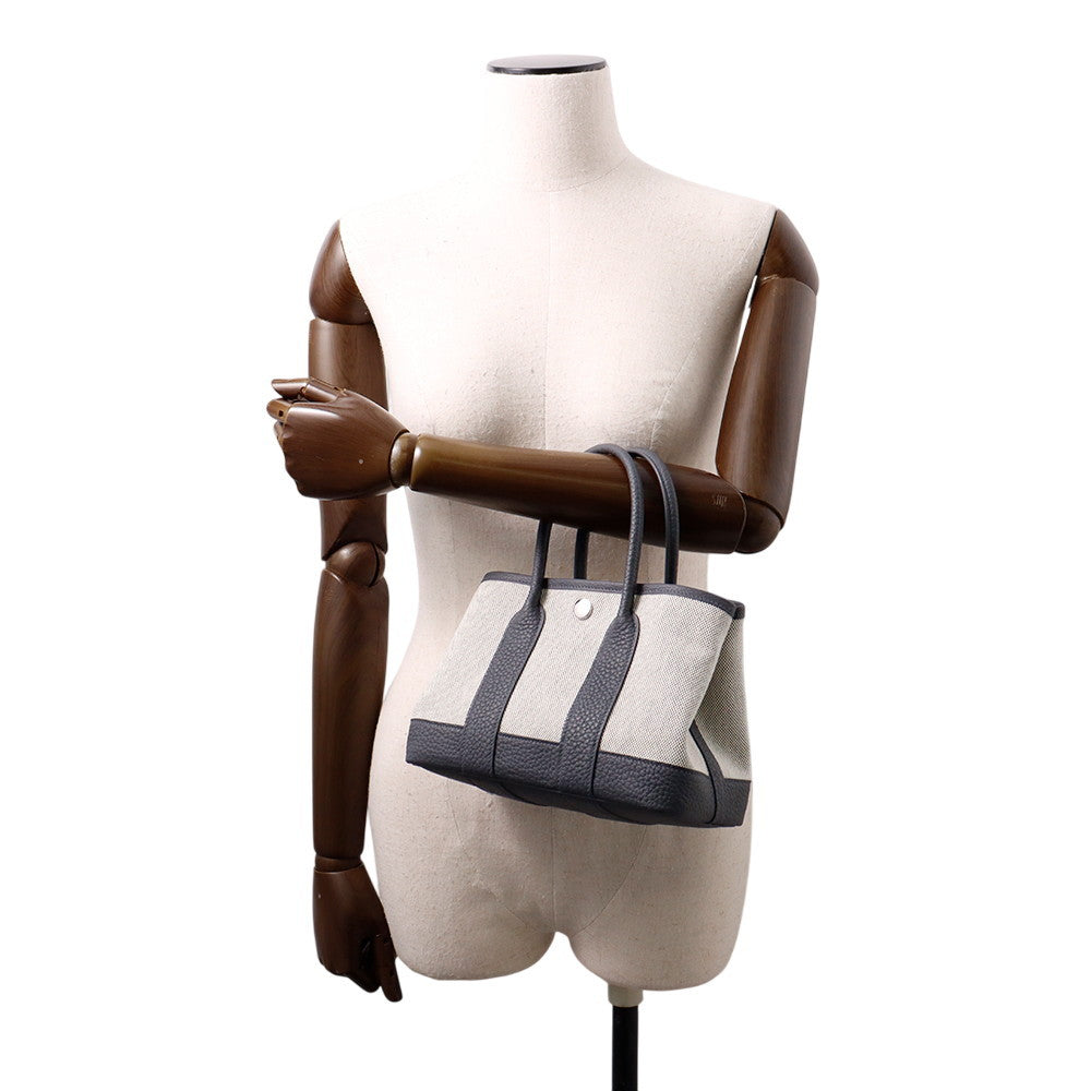 HERMES Neo Garden Ardoise/Ecru Toile H Viking Negonda Leather Size 23