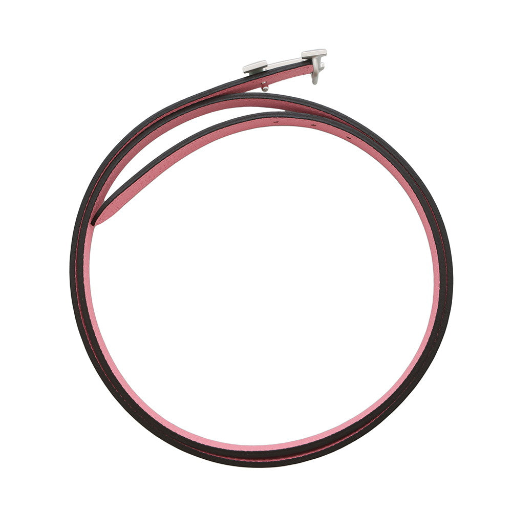 HERMES Belt Buckle Mini H Leather Belt 24 Size 33.5" VertPeppermint/Rose Confetti Epsom Swift Leather