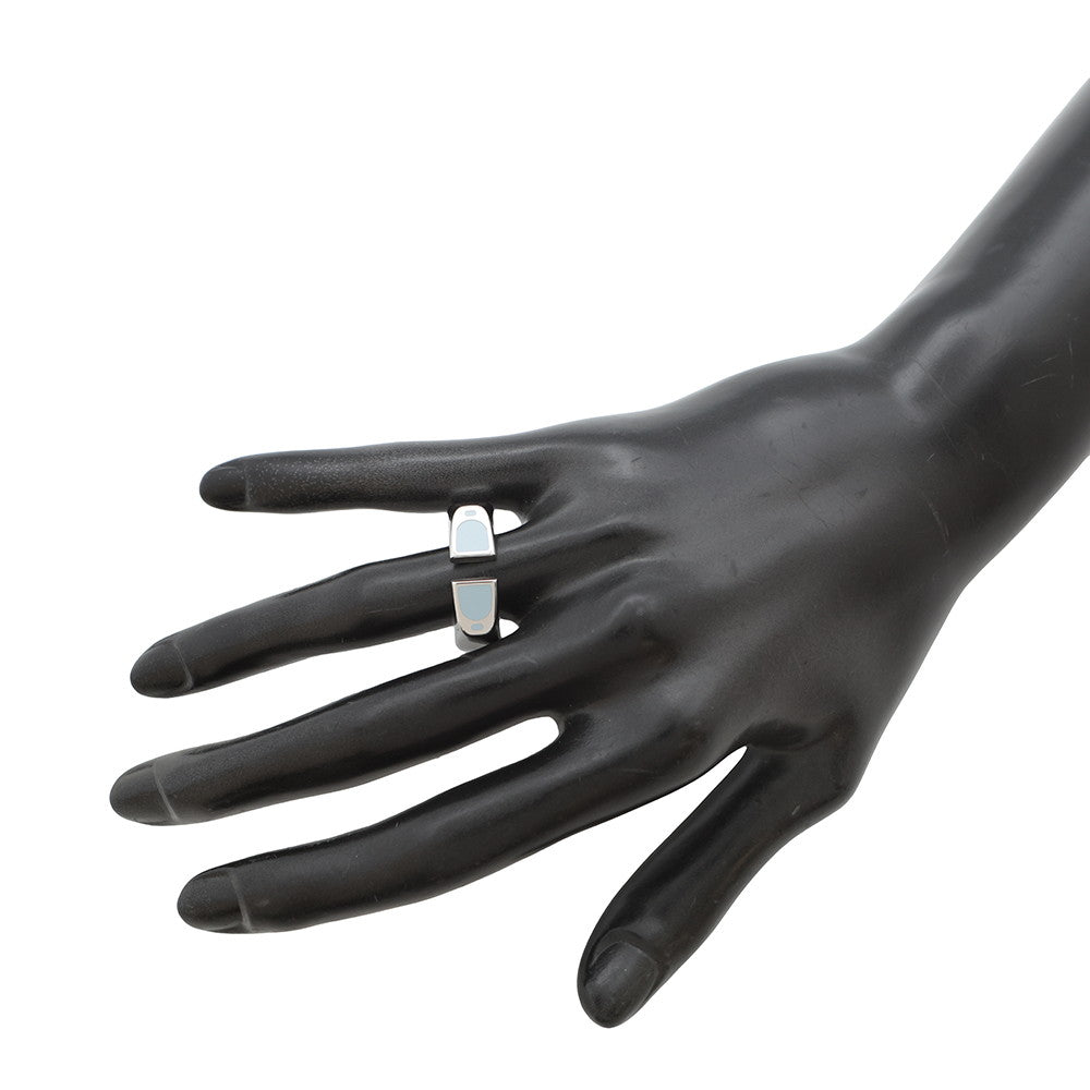 HERMES Etrier Ring Size 64 Blue RunH100060FJ0360 Metal