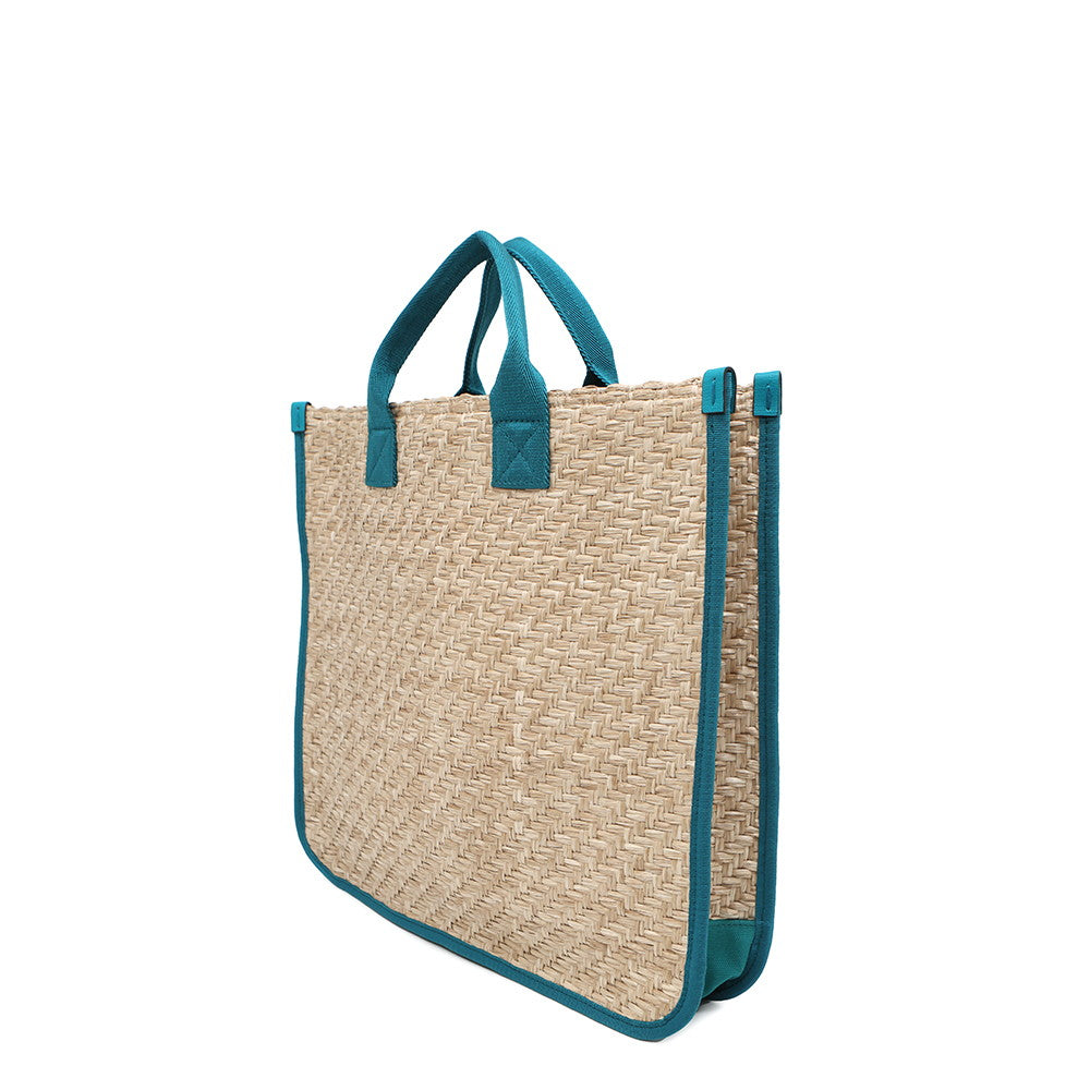 GUCCI Children's Tote Bag Beige/Emerald Green605831 Straw