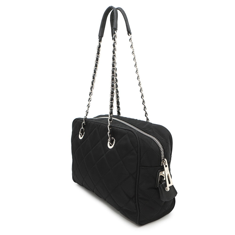 PRADA Quilted ChainTote Bag Black1BB903 Nylon