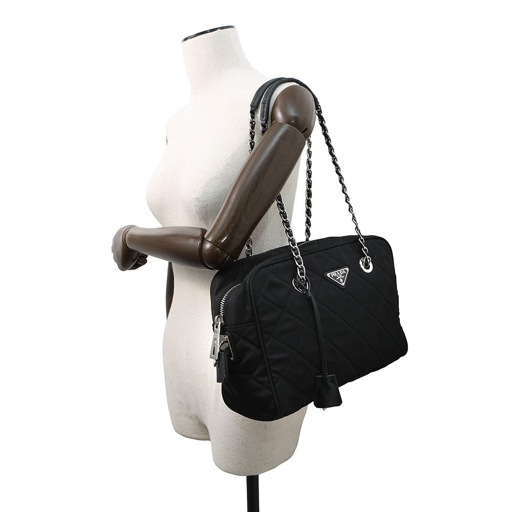 PRADA Quilted ChainTote Bag Black1BB903 Nylon
