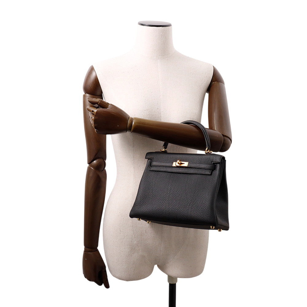 HERMES Kelly Black Togo Leather Size 25