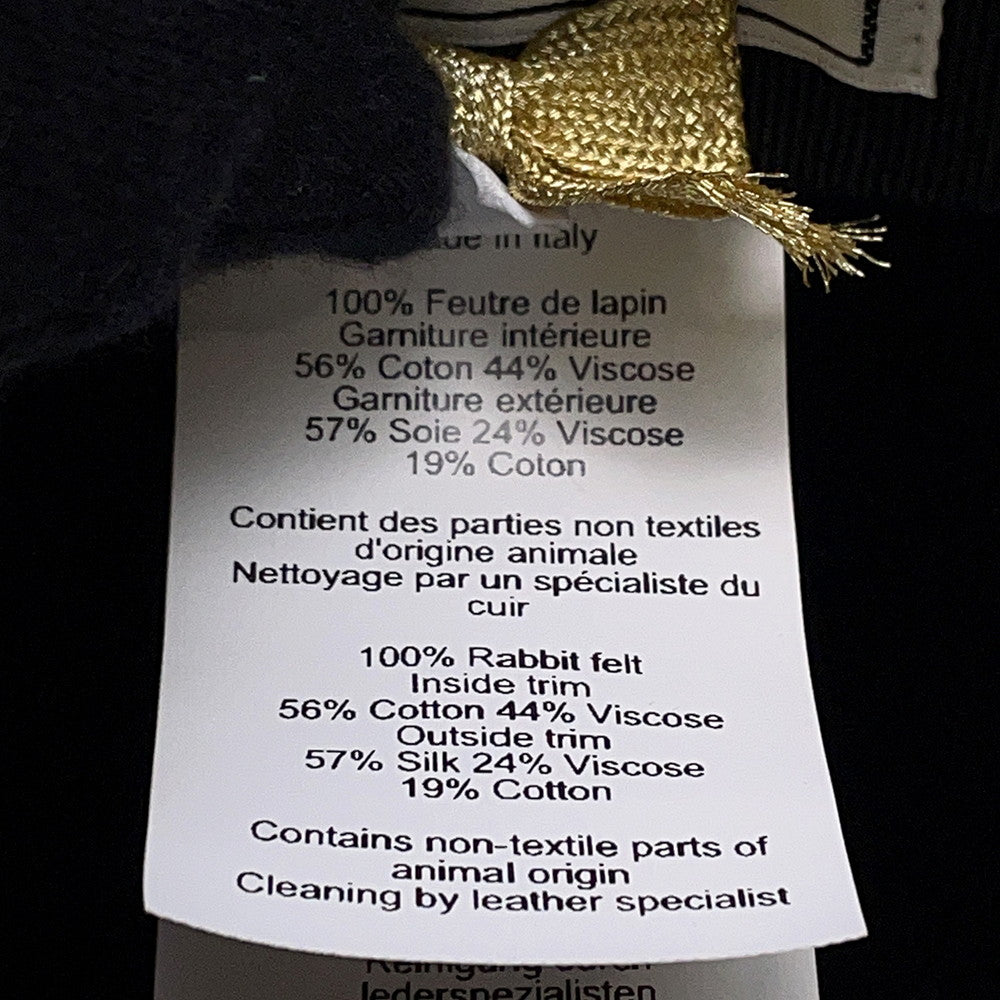 HERMES Francoise Hat BRIDES de GALA Size 57 Black Wool 100%