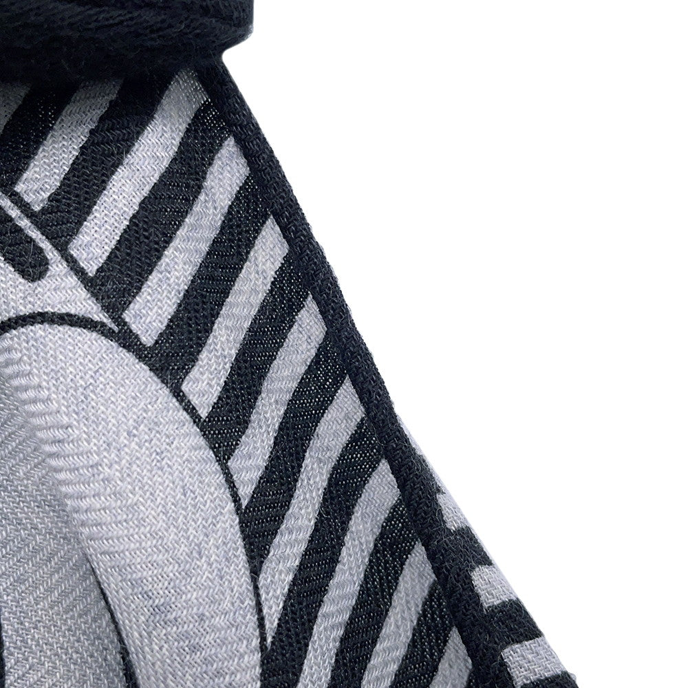 HERMES Giant Square Horse Bit MORS JOUETS Size 140 Gray/Blue/Black Cashmere70% Silk30%