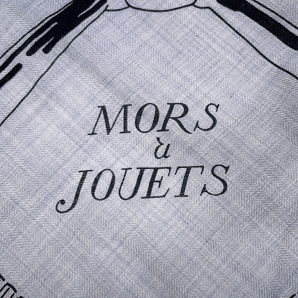 HERMES Giant Square Horse Bit MORS JOUETS Size 140 Gray/Blue/Black Cashmere70% Silk30%