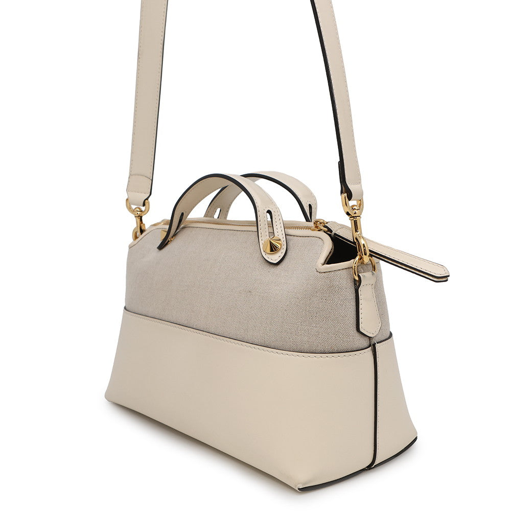 FENDI By the Way 2WAY Shoulder Bag Ivory8BL146 Canvas Leather Size Medium