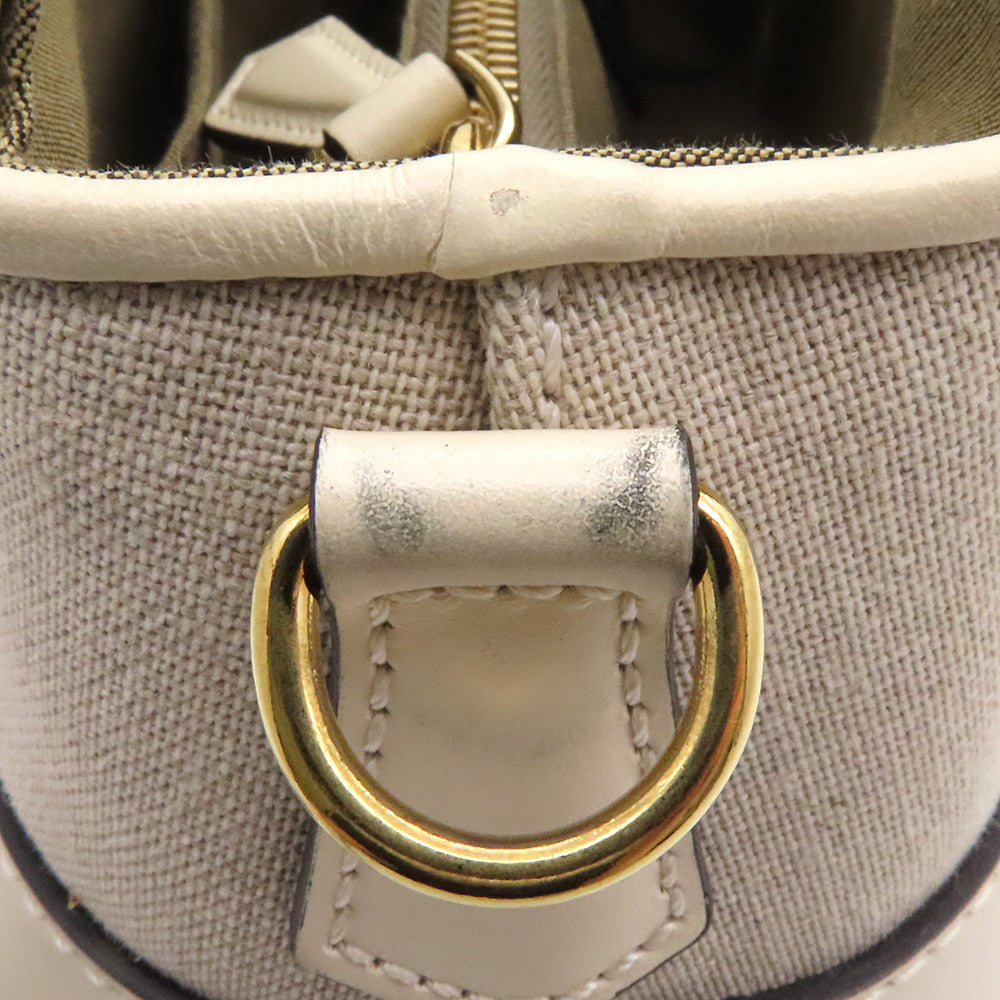 FENDI By the Way 2WAY Shoulder Bag Ivory8BL146 Canvas Leather Size Medium