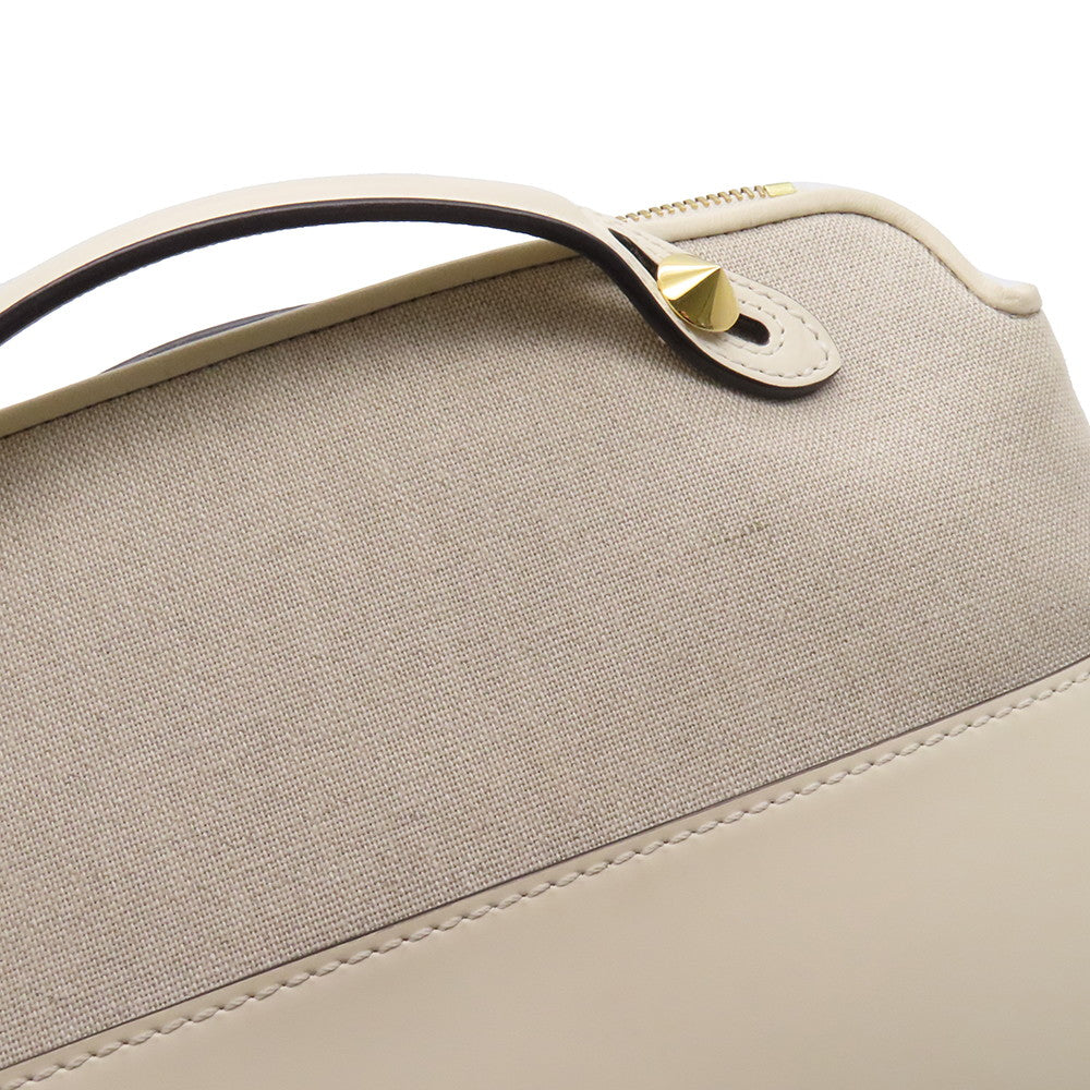 FENDI By the Way 2WAY Shoulder Bag Ivory8BL146 Canvas Leather Size Medium