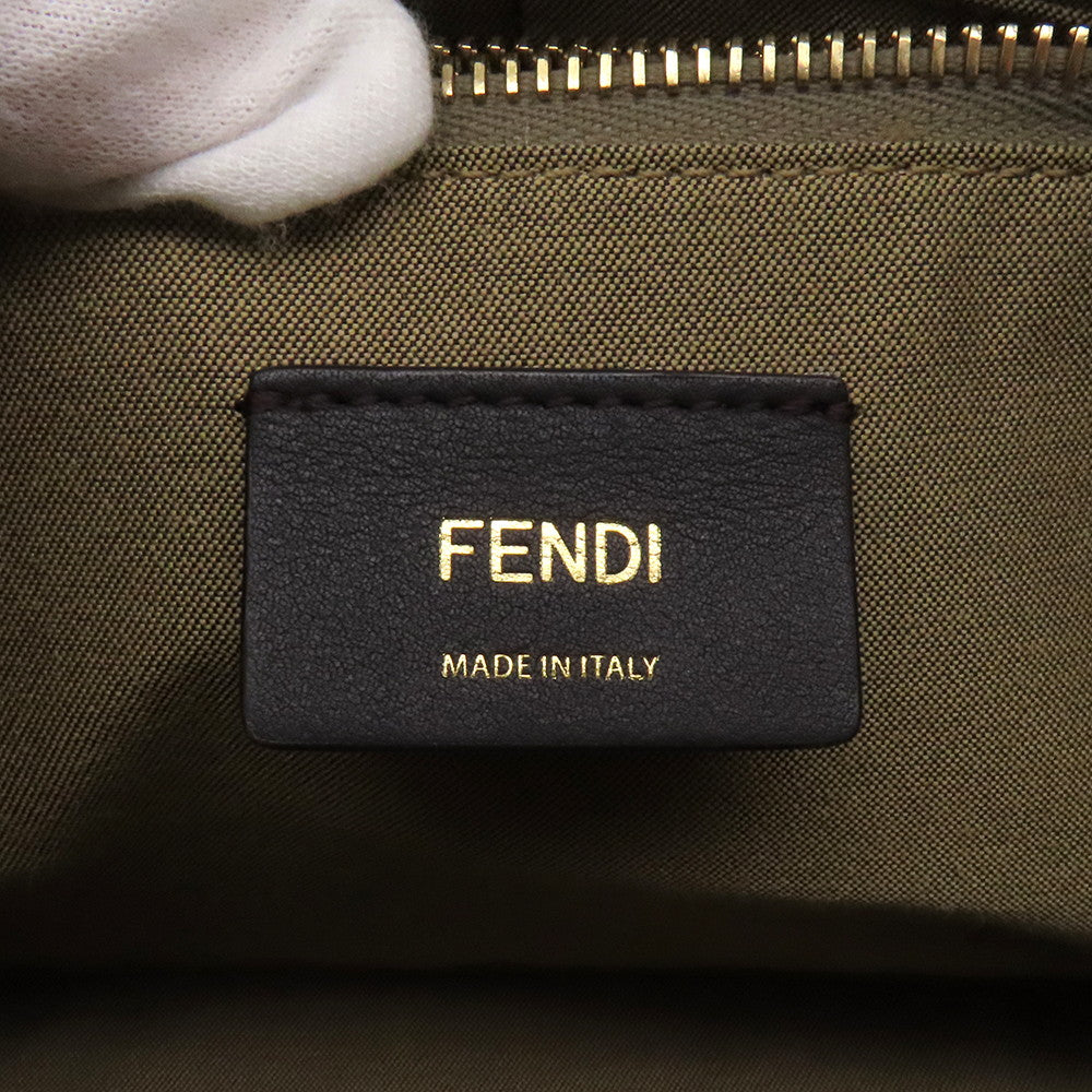 FENDI By the Way 2WAY Shoulder Bag Ivory8BL146 Canvas Leather Size Medium