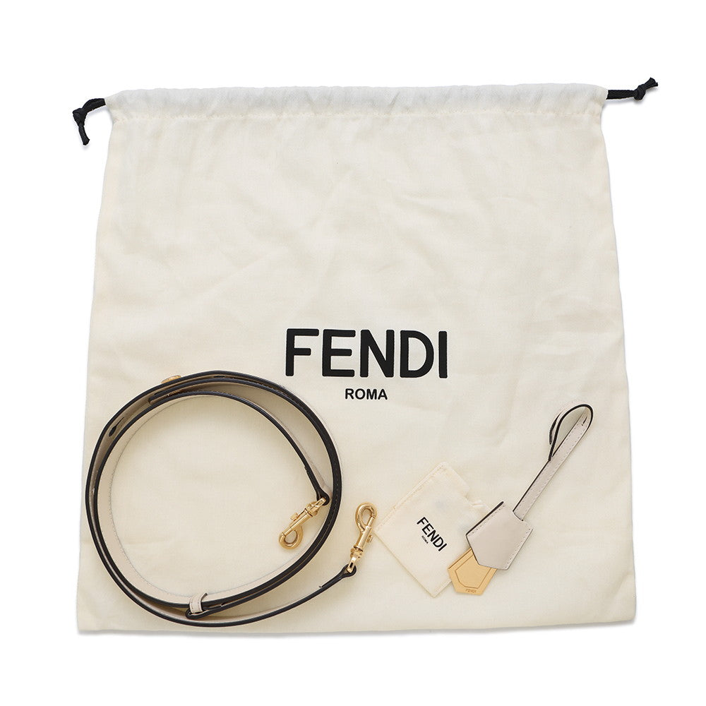 FENDI By the Way 2WAY Shoulder Bag Ivory8BL146 Canvas Leather Size Medium