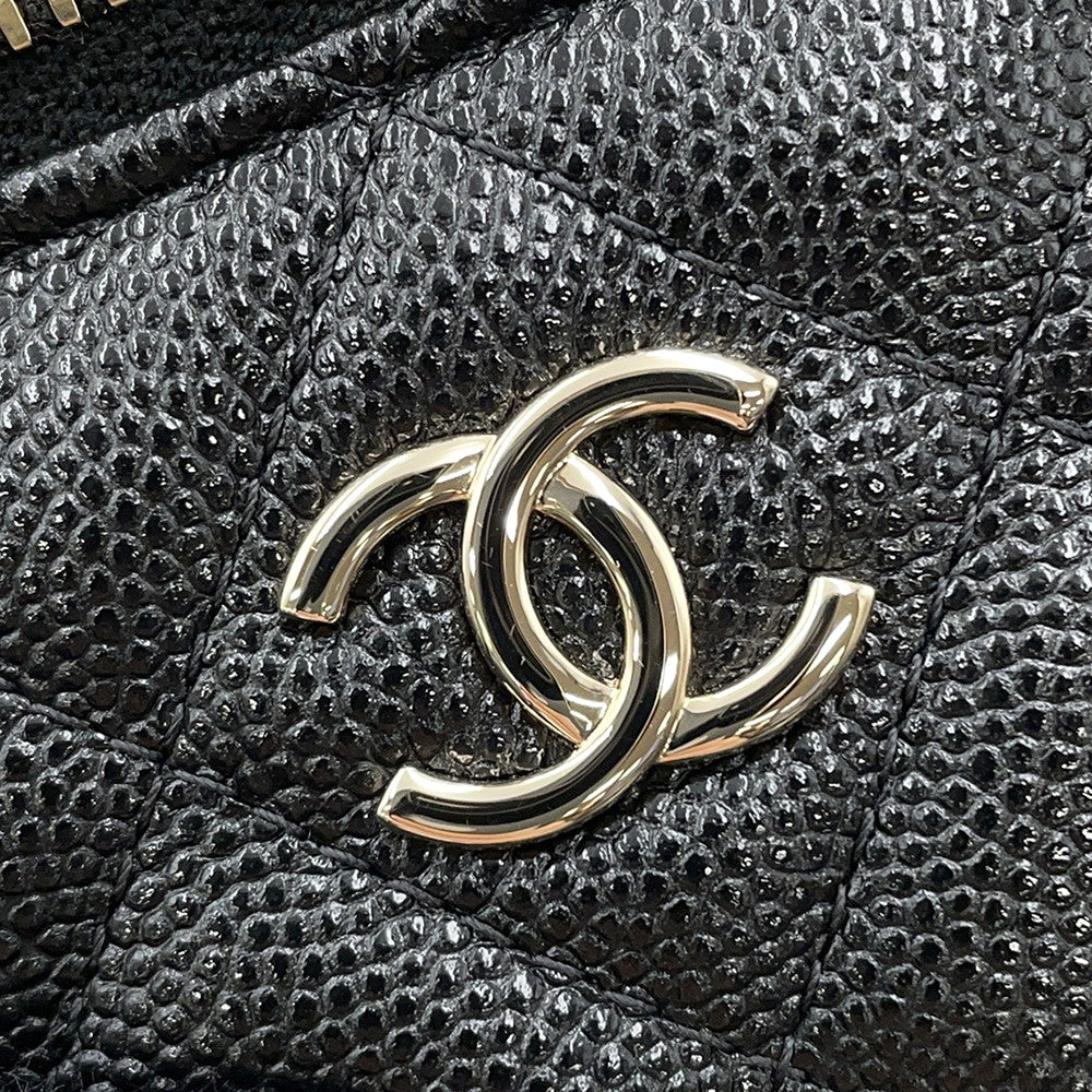 CHANEL Matelasse Vanity Bag Pearl BlackAP2161 Caviar Leather Size Mini