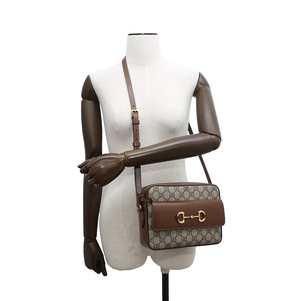 GUCCI Horsebit1955 Small GG Supreme Beige/Brown645454 PVCLeather