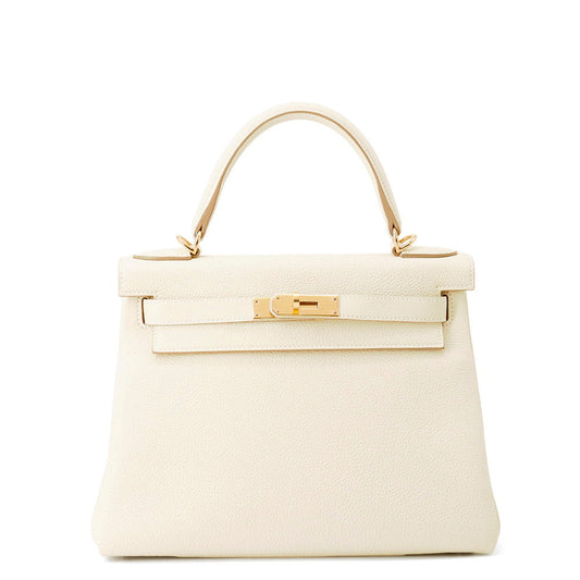 HERMES Kelly Retourne Craie Togo Leather Size 28