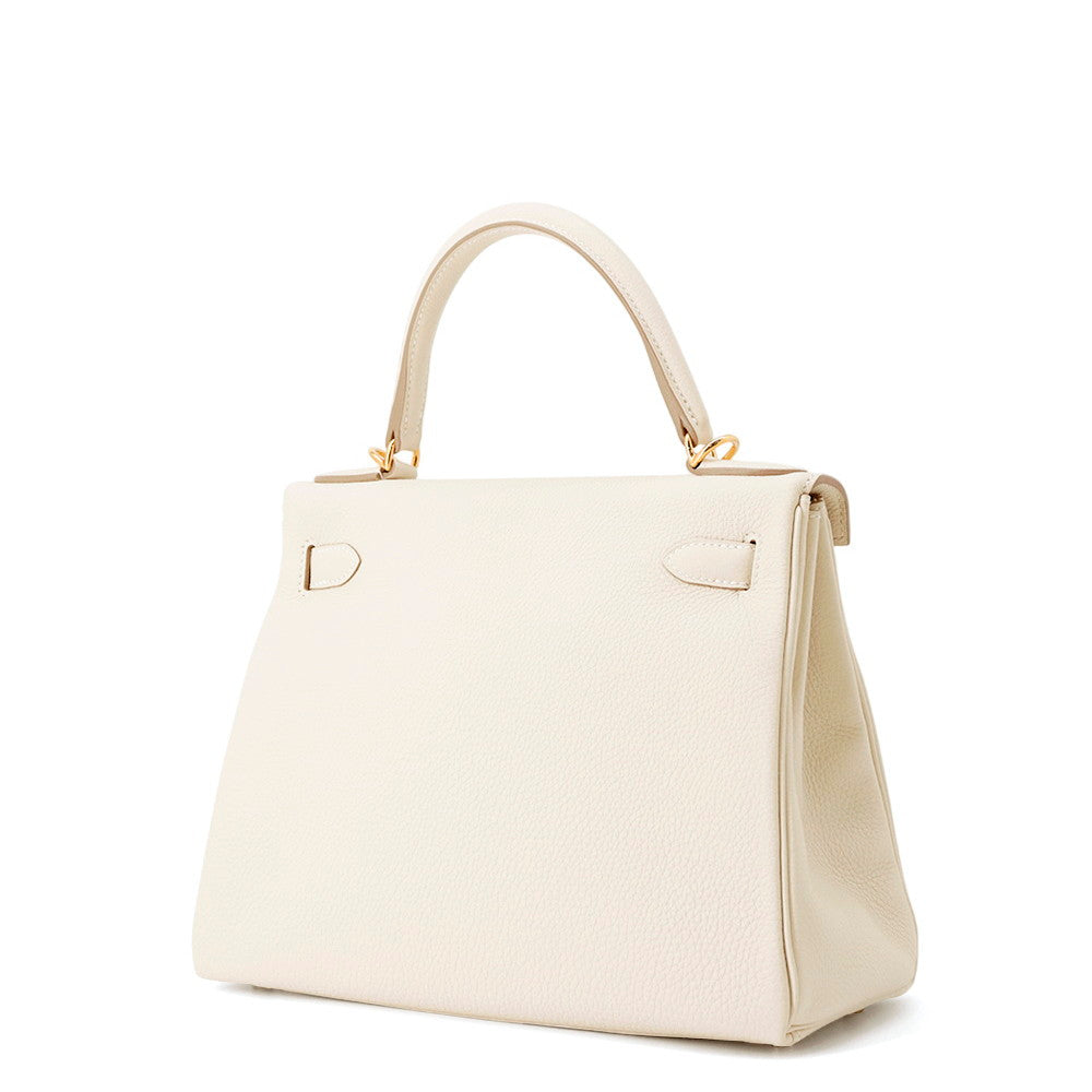HERMES Kelly Retourne Craie Togo Leather Size 28