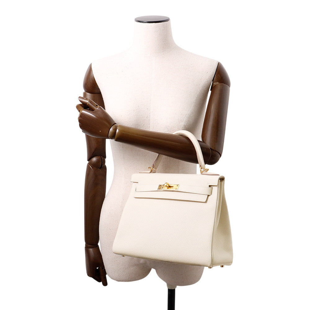 HERMES Kelly Retourne Craie Togo Leather Size 28