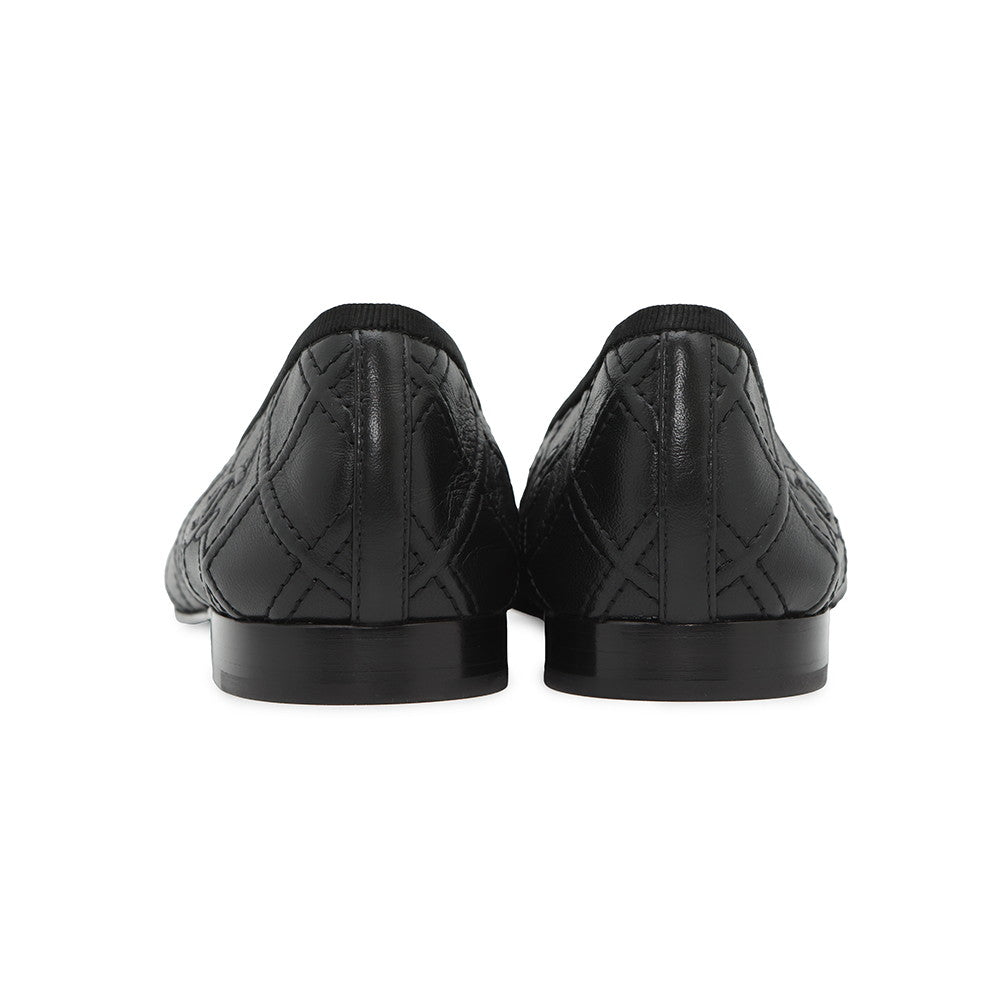 CHANEL Matelasse Ballerina Ballet Shoes BlackG40110 Lambskin Enamel Size 37H