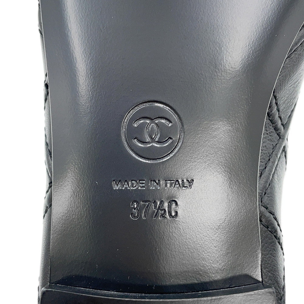 CHANEL Matelasse Ballerina Ballet Shoes BlackG40110 Lambskin Enamel Size 37H