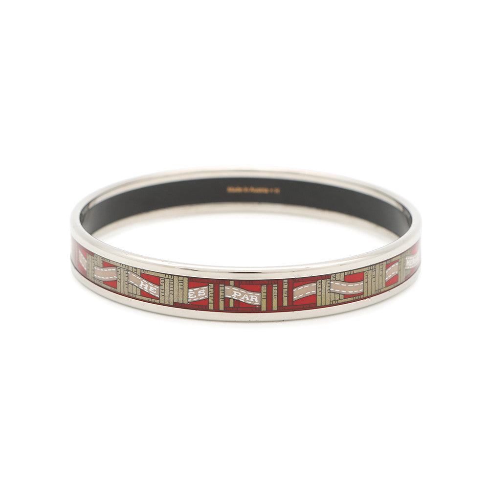 HERMES Enamelled Bangle Bolduc Red/Multicolor Metal