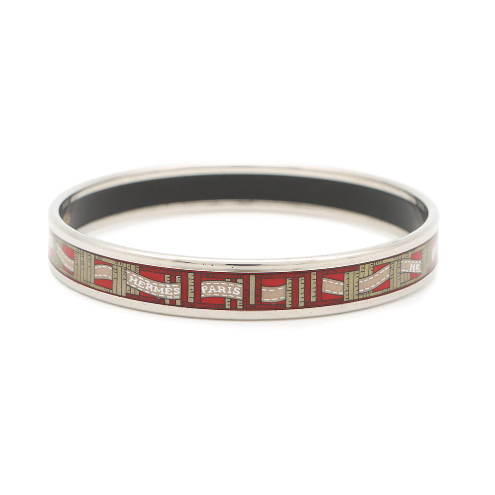 HERMES Enamelled Bangle Bolduc Red/Multicolor Metal