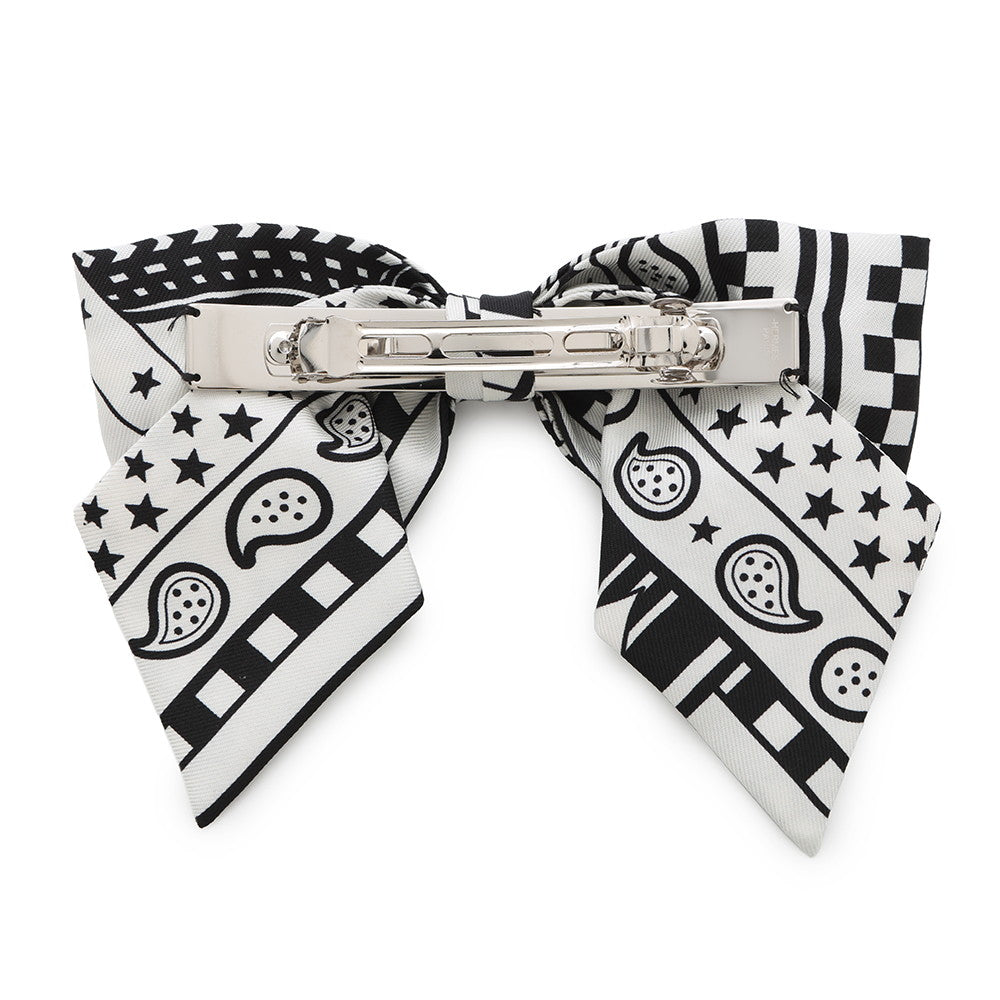 HERMES Grenelle Zig Zag Barrette Size PM Black/White Silk