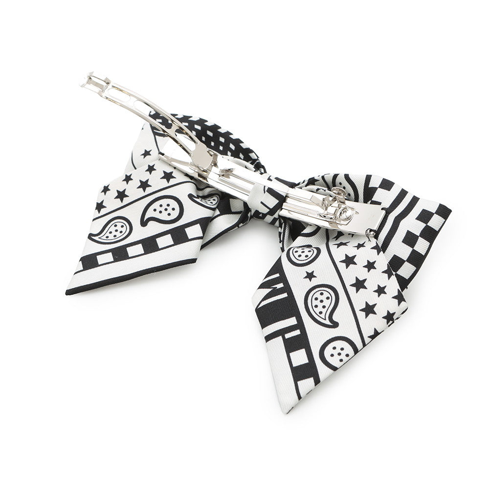 HERMES Grenelle Zig Zag Barrette Size PM Black/White Silk
