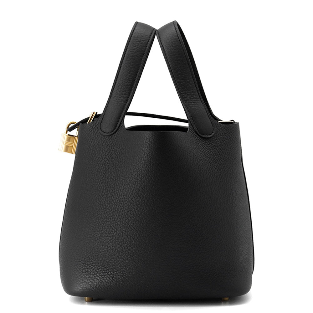 HERMES Picotin Lock Black Taurillon Clemence Size PM