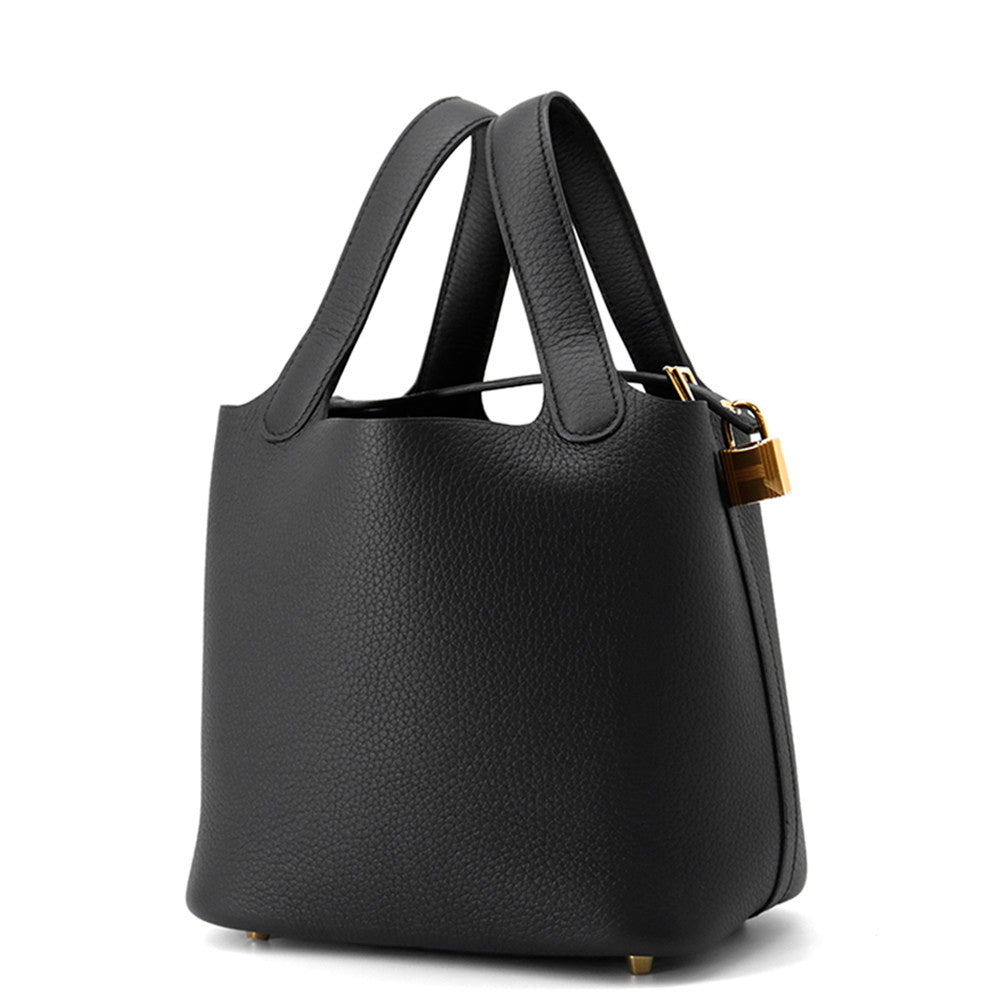 HERMES Picotin Lock Black Taurillon Clemence Size PM