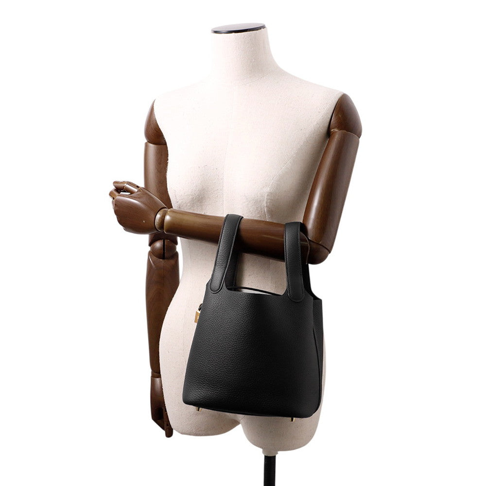 HERMES Picotin Lock Black Taurillon Clemence Size PM