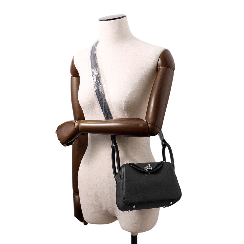 HERMES Lindy Black Taurillon Clemence Size Mini