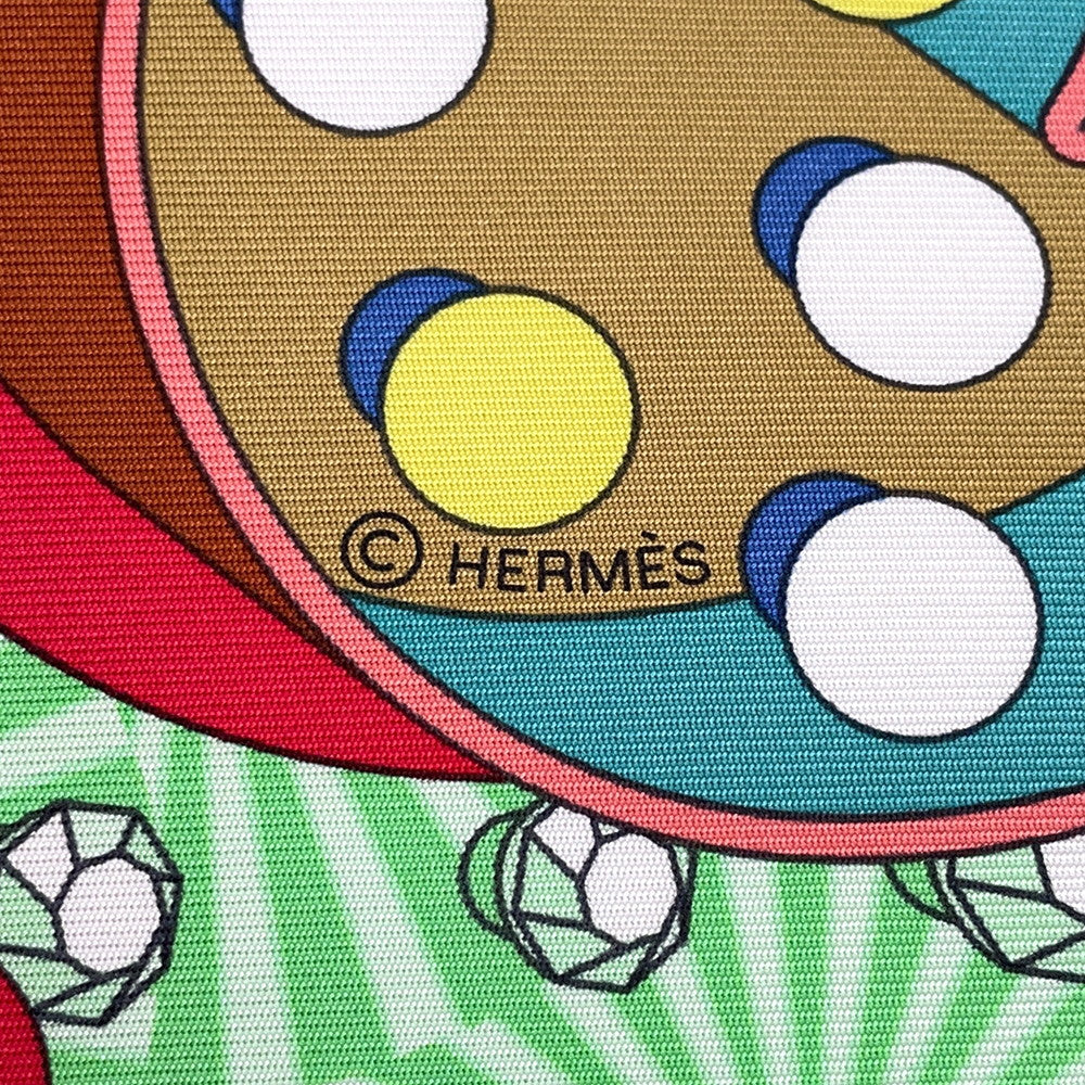 HERMES Carre ELECTRIQUE Size 90㎝ Rose pale/Vert/Multicolor Silk100