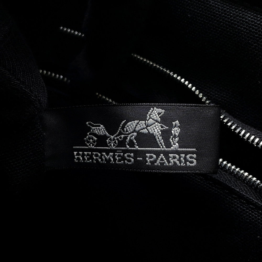 HERMES Saxau Beige/Black Toile H Canvas Size MM