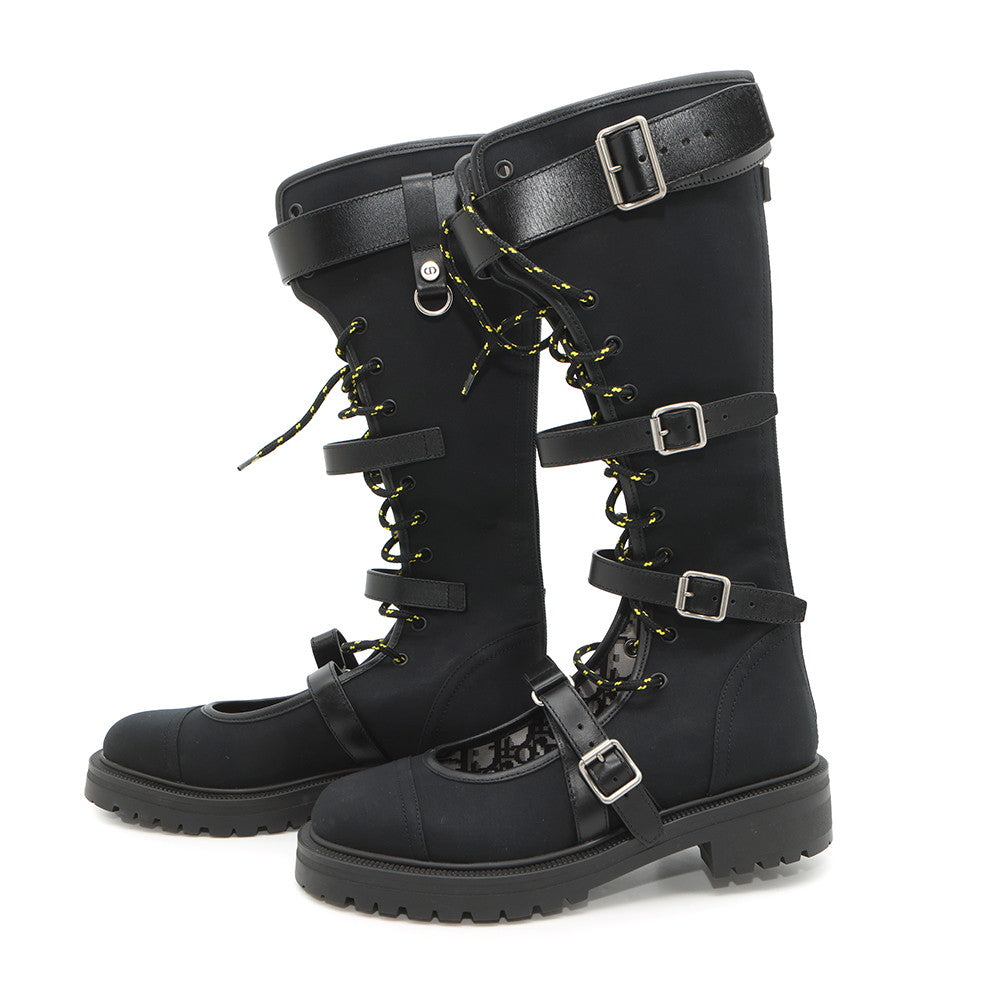 Dior DIORANGER long boots Black Canvas Leather Size 38