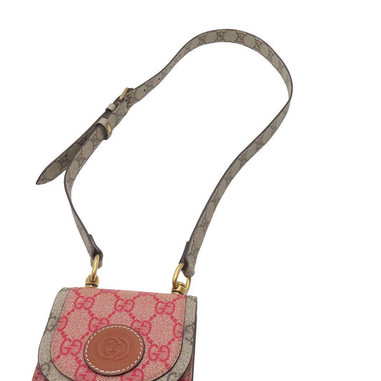 GUCCI GG Supreme Shoulder Beige/Red/Green723766 GG Supreme Leather