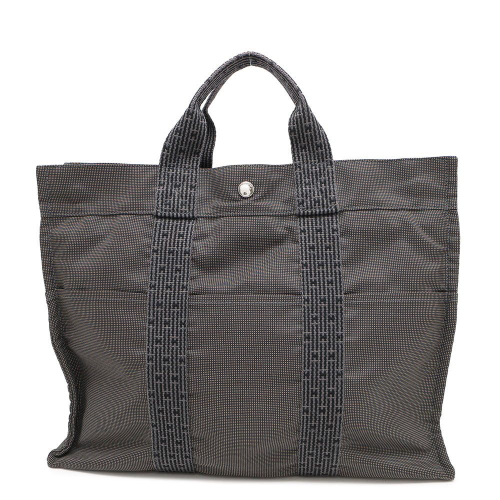 HERMES Her Line Tote Gray Canvas Size MM