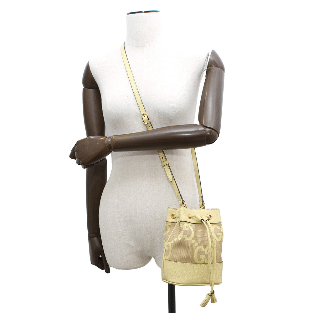 GUCCI Bucket Shoulder Yellow550620 GG Canvas Leather Size Mini