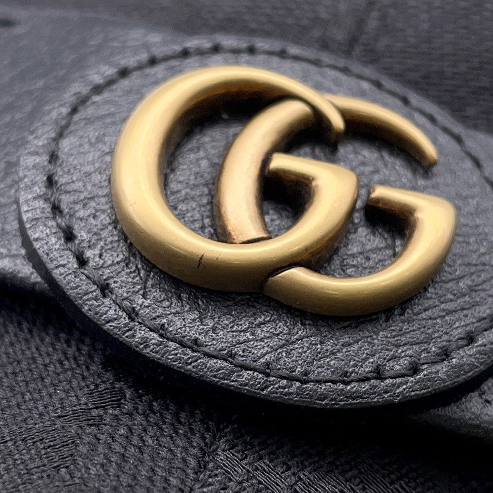 GUCCI Original GG Canvas Bucket Hat Size 59/L Black576587 Canvas Leather