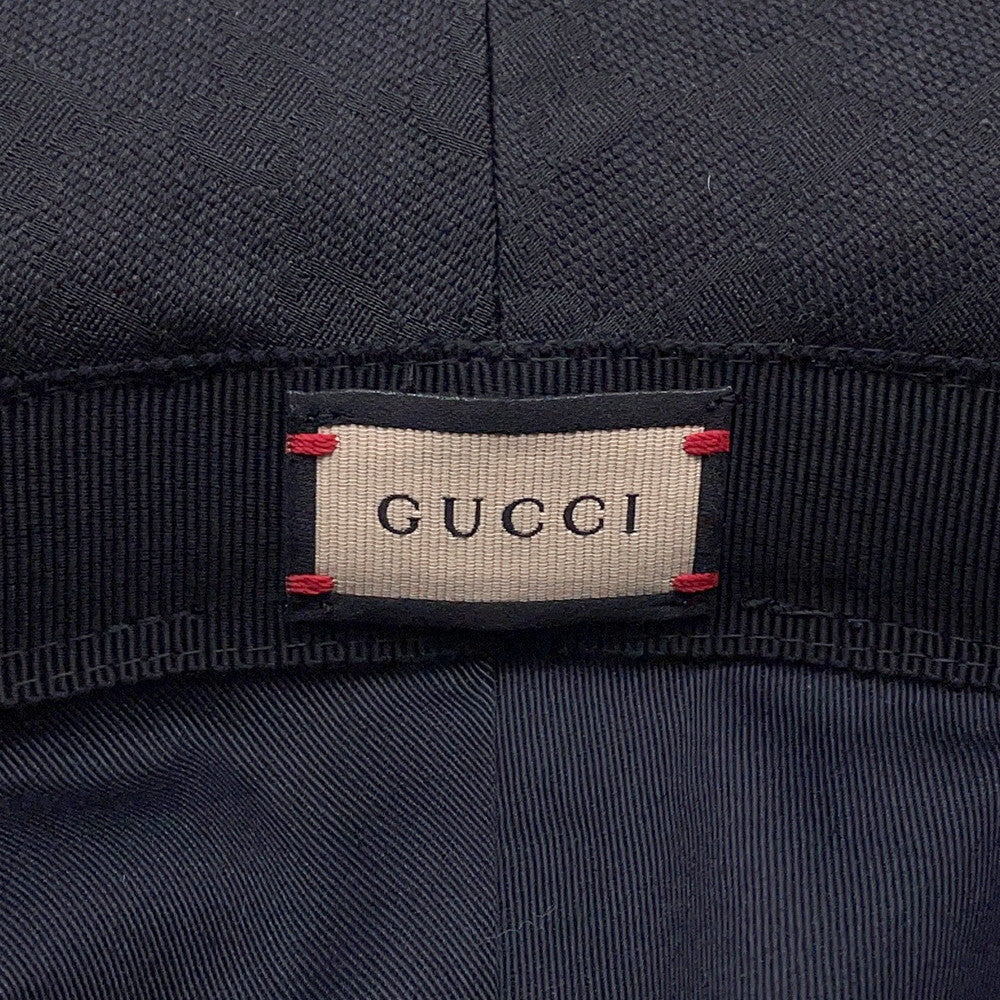 GUCCI Original GG Canvas Bucket Hat Size 59/L Black576587 Canvas Leather