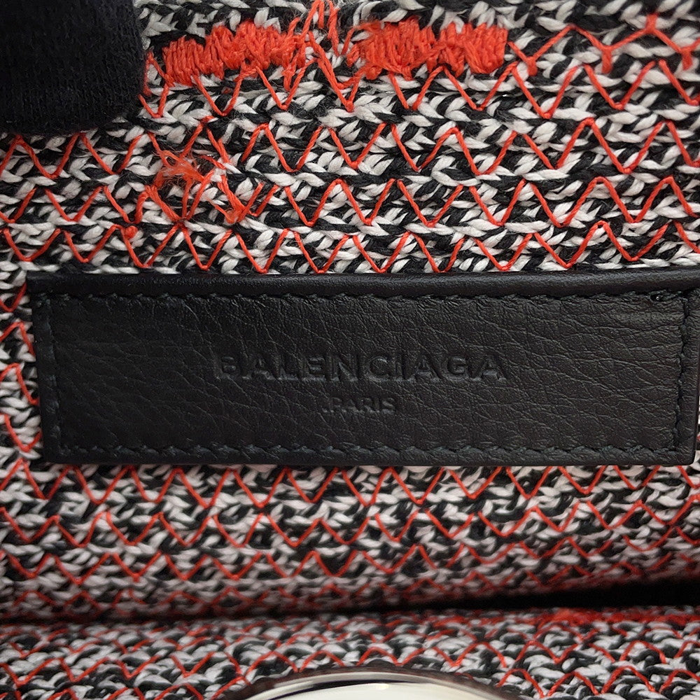BALENCIAGA Zigzag Shoulder White/Black/Orange380687 Canvas Leather