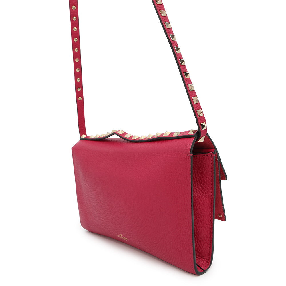 Valentino Garavani RockStudded Shoulder Bag Pink Leather