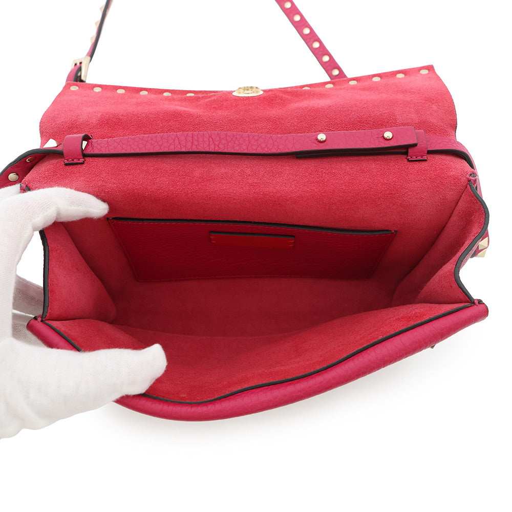 Valentino Garavani RockStudded Shoulder Bag Pink Leather