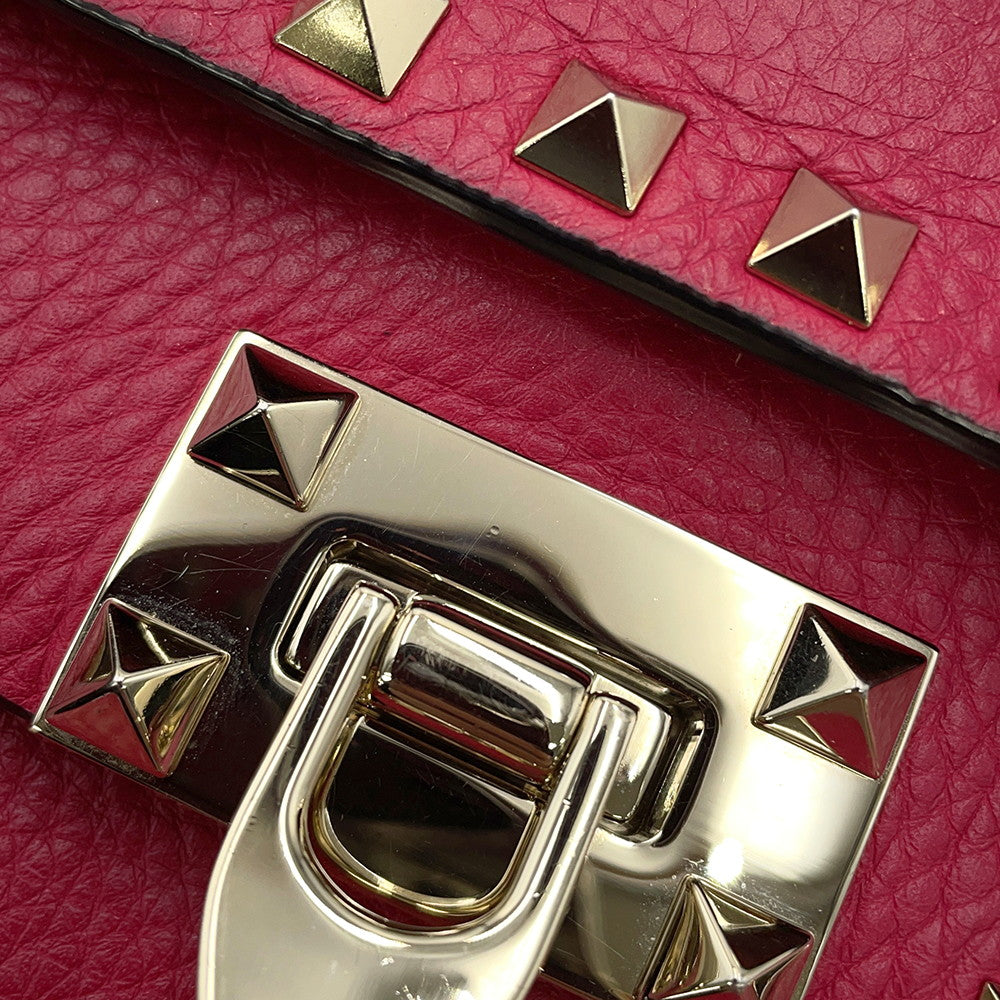Valentino Garavani RockStudded Shoulder Bag Pink Leather