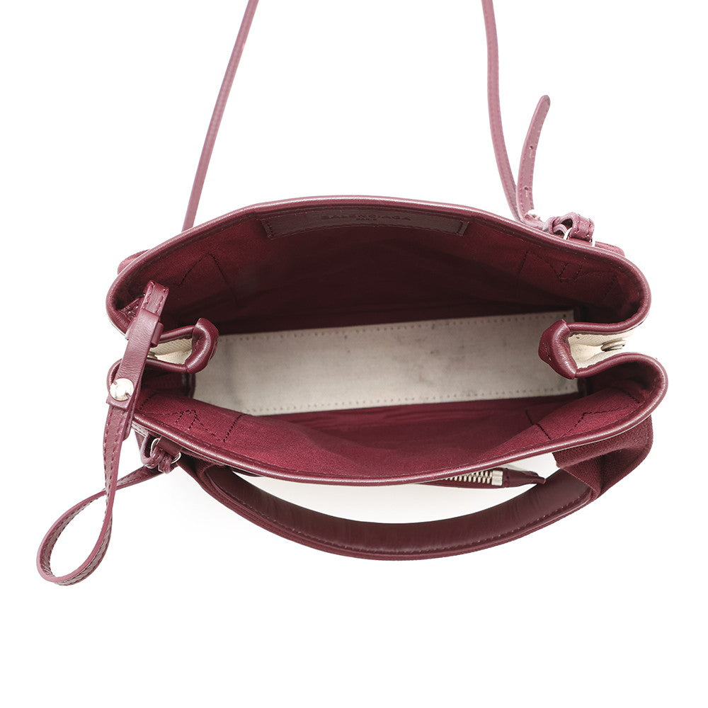 BALENCIAGA NavyCabas Natural/Bordeaux390346 Canvas Leather Size XS