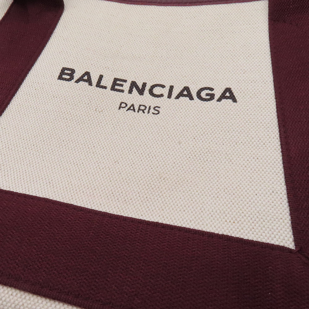BALENCIAGA NavyCabas Natural/Bordeaux390346 Canvas Leather Size XS