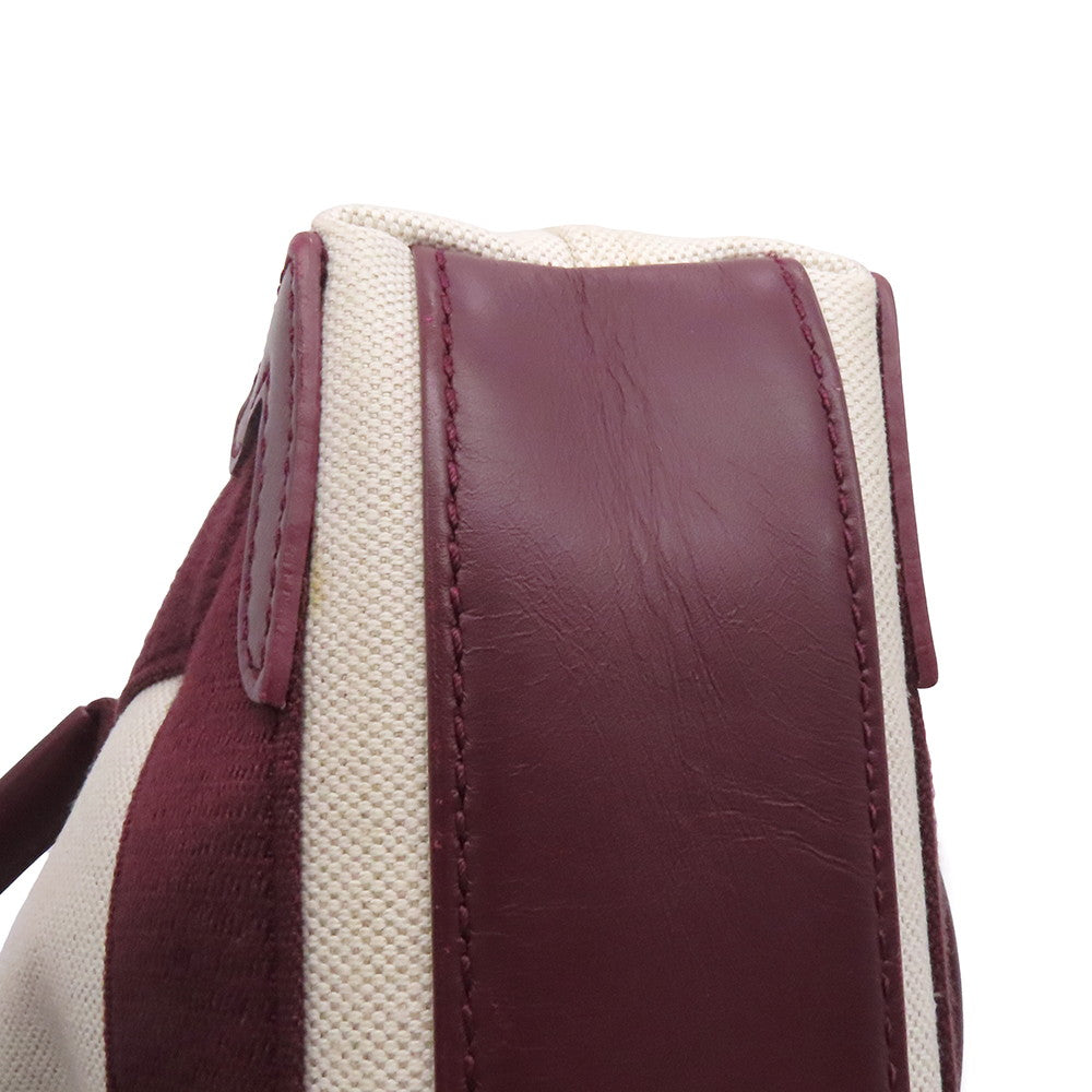 BALENCIAGA NavyCabas Natural/Bordeaux390346 Canvas Leather Size XS