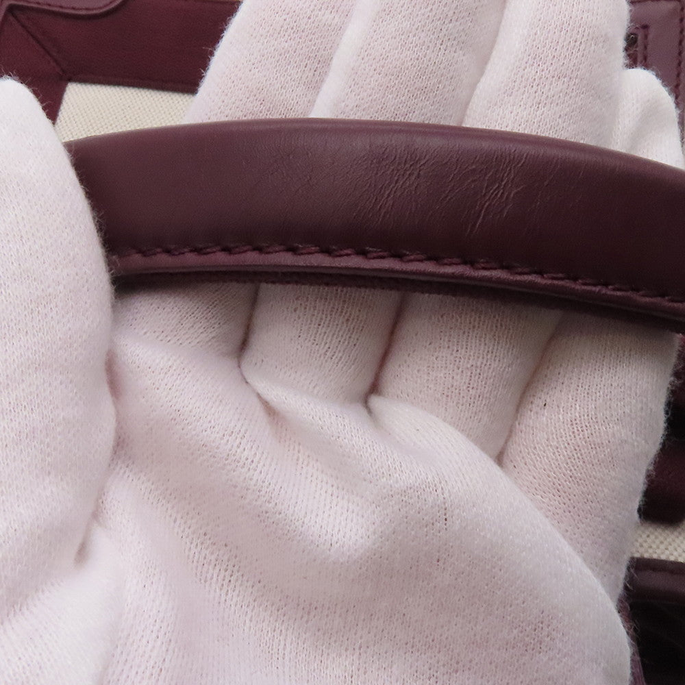 BALENCIAGA NavyCabas Natural/Bordeaux390346 Canvas Leather Size XS