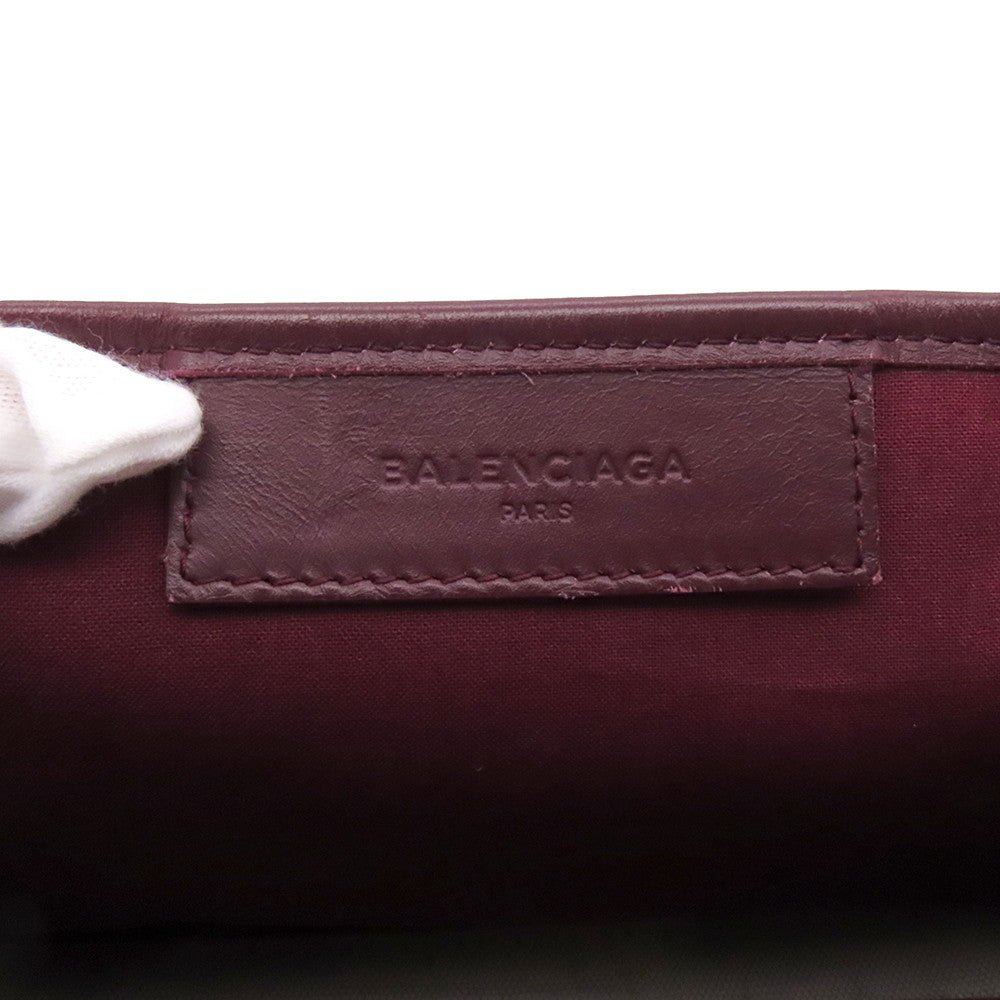 BALENCIAGA NavyCabas Natural/Bordeaux390346 Canvas Leather Size XS