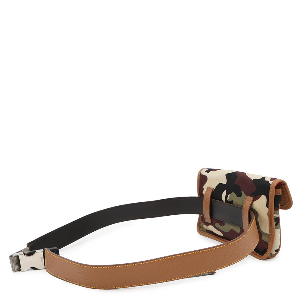 PRADA camouflage belt bag Brown/Khaki2CM220 Nylon Leather Size 36/90