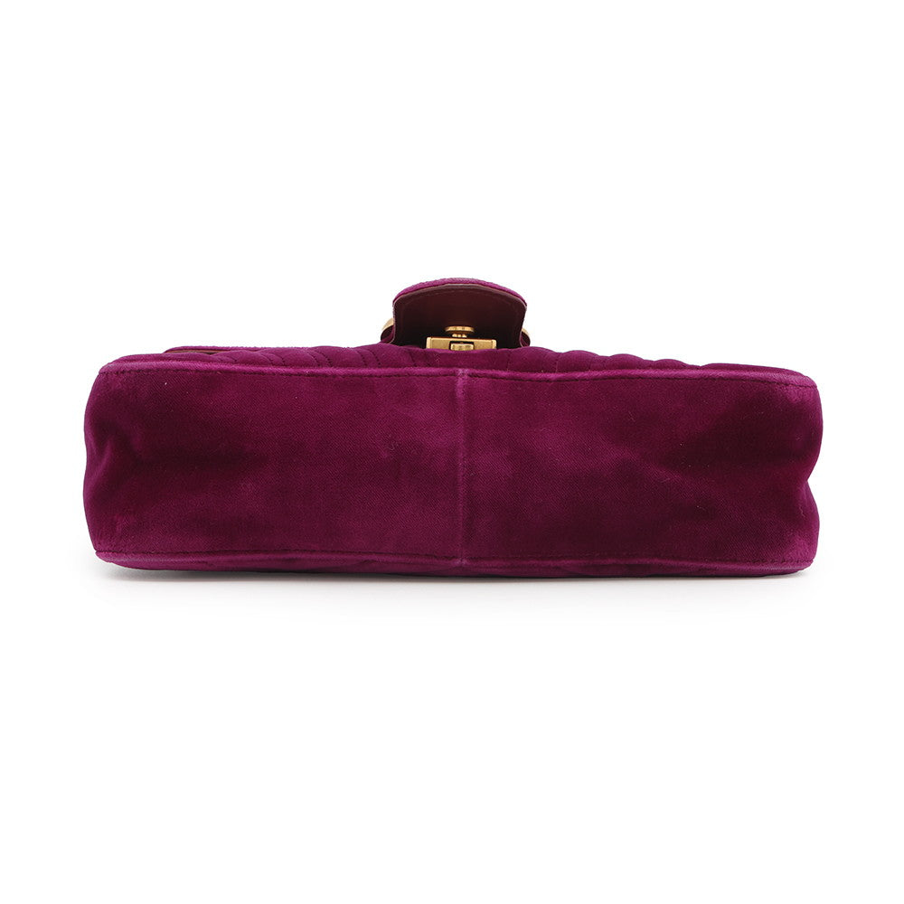 GUCCI GG Marmont ChainShoulder Bag Purple443497 Velour Leather