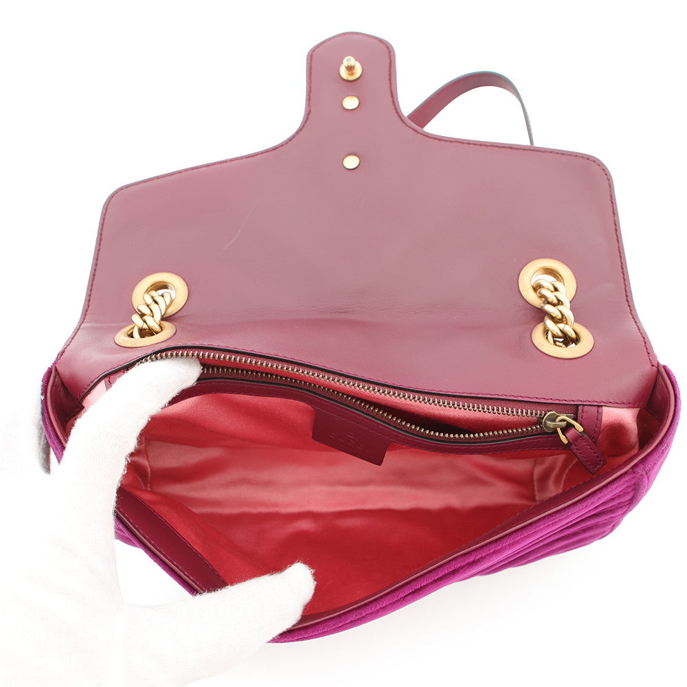 GUCCI GG Marmont ChainShoulder Bag Purple443497 Velour Leather